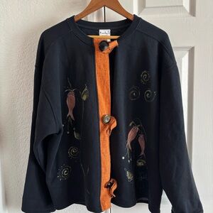 Kunky’s Hand-Painted Wearable Art Sweater‎ Floral Swirl Size XL
